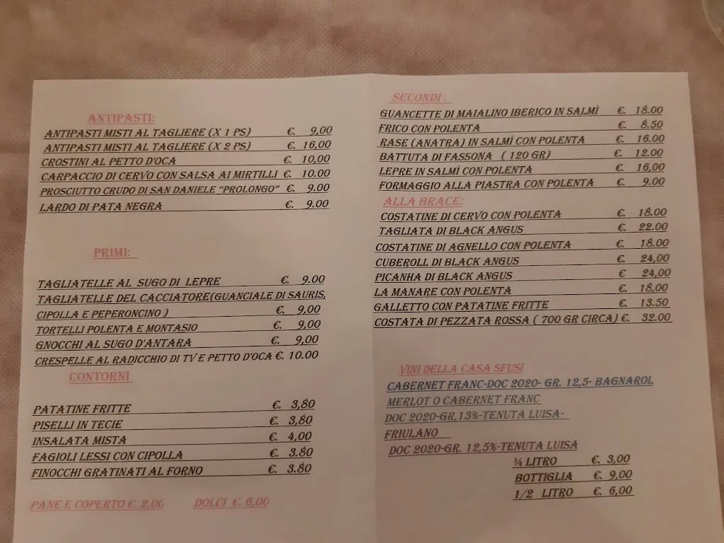Menu_Trattoria Al Cacciatore_Osteria dei Cacciatori-Stella_image_1