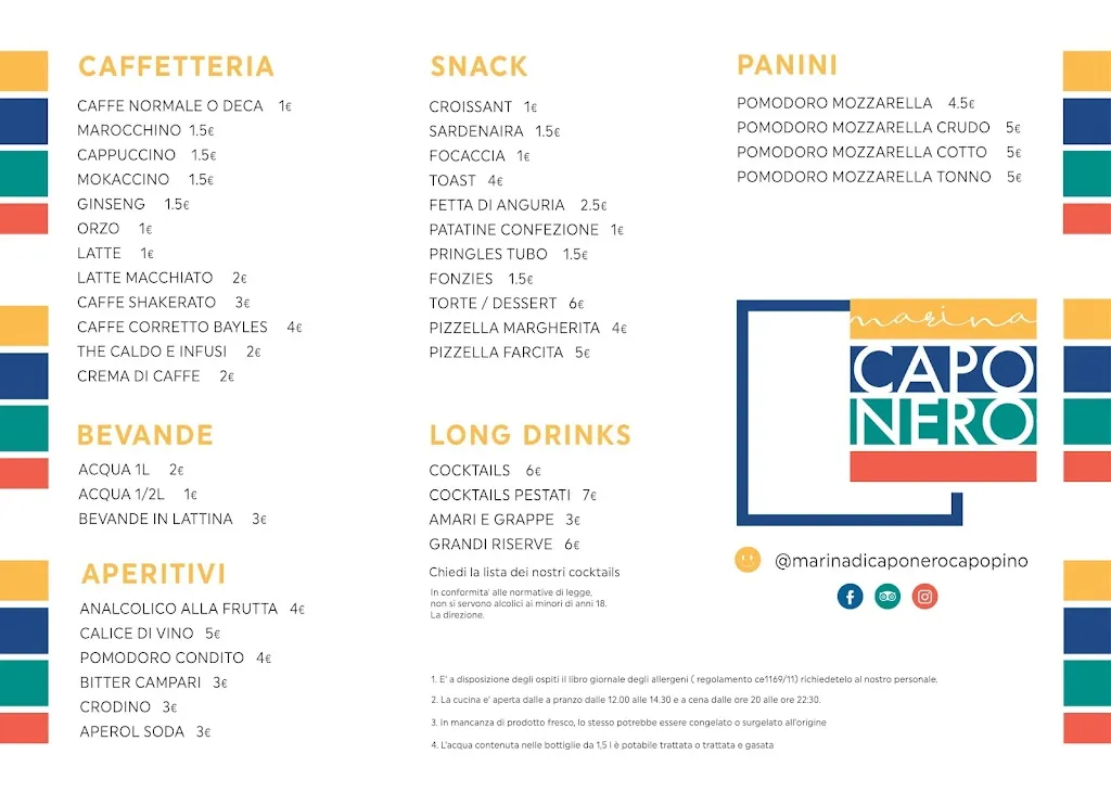 Menu_Marina Di Capo Nero e Capo Pino Restaurant, Beach&Yacht club_Ospedaletti_immagine_1