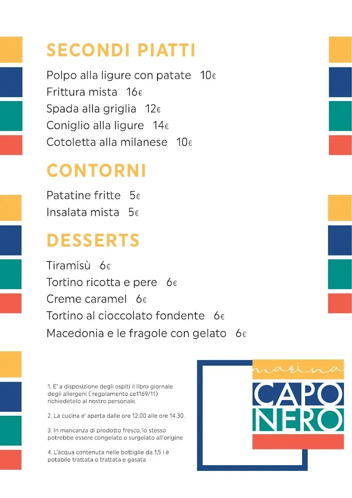 Menu_Marina Di Capo Nero e Capo Pino Restaurant, Beach&Yacht club_Ospedaletti_immagine_2