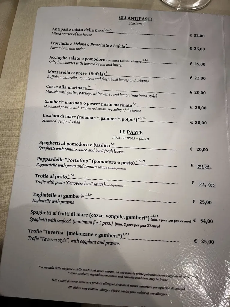 Menu_Ristorante Taverna del marinaio_Portofino_immagine_1