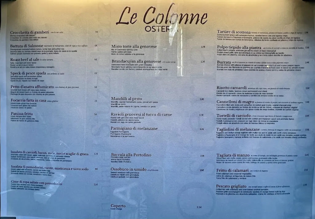 Menu_Osteria Le Colonne_Provincia di Genova_image_1