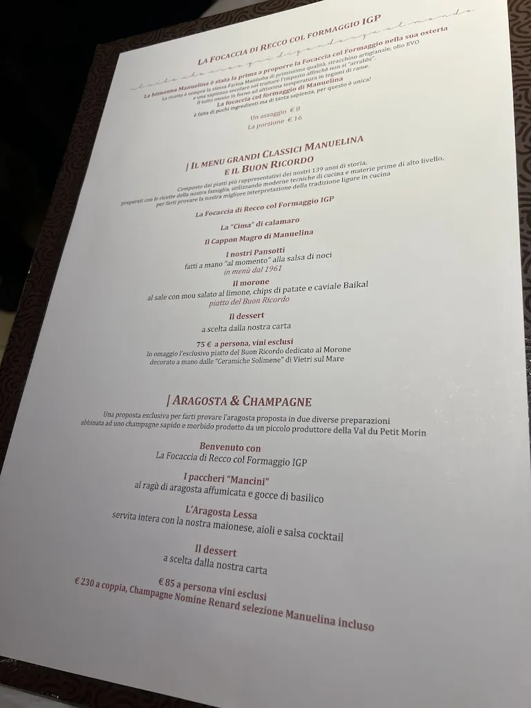 Menu_Manuelina Ristorante Gourmet_Recco_image_1