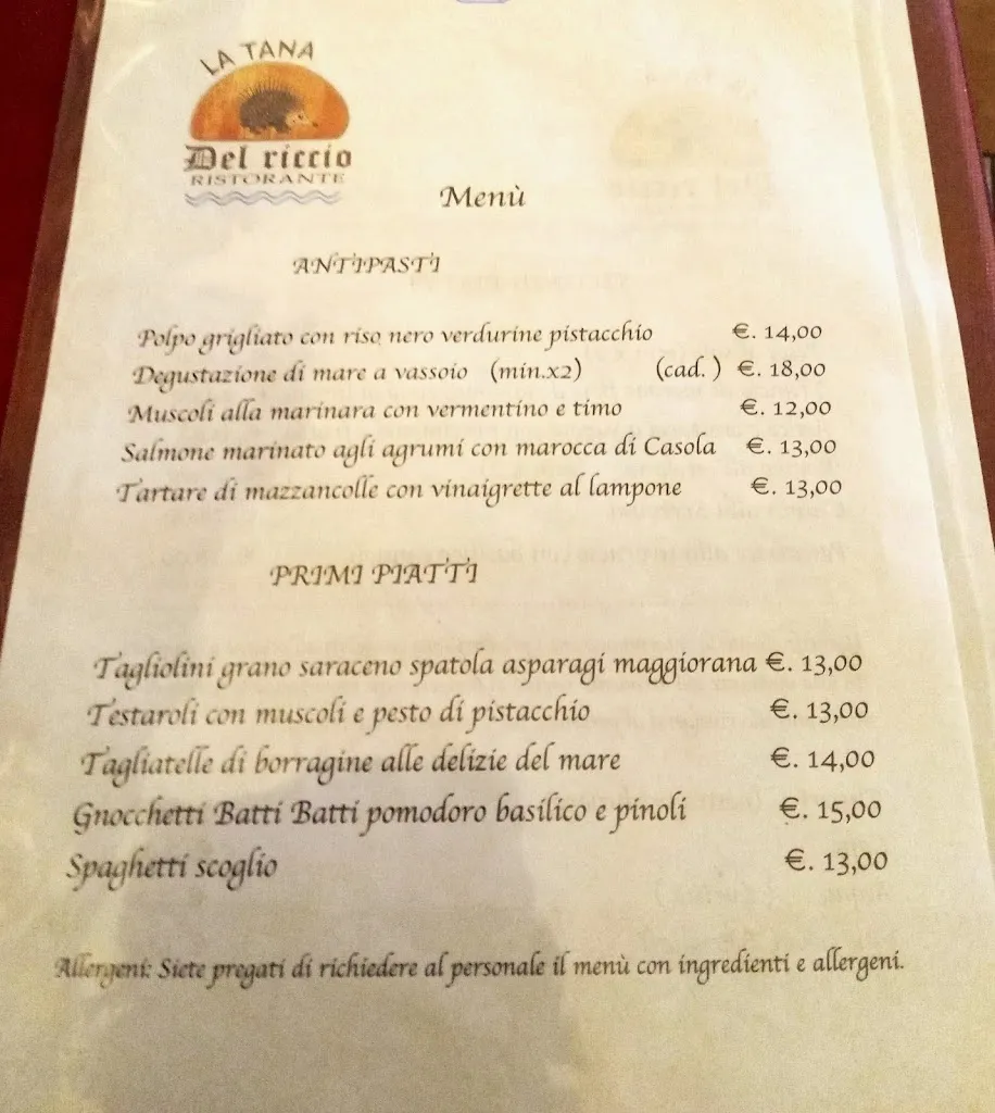 Menu_La Tana Del Riccio_Santo Stefano di Magra_image_1