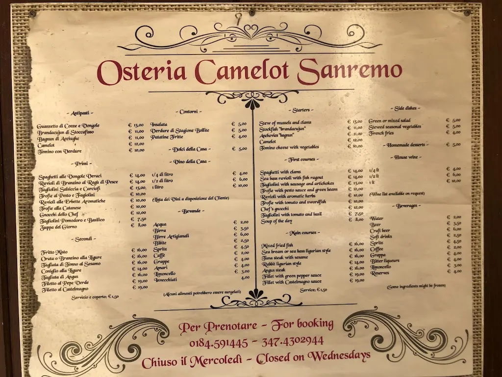 Menu_Osteria Camelot_San Remo_image_3