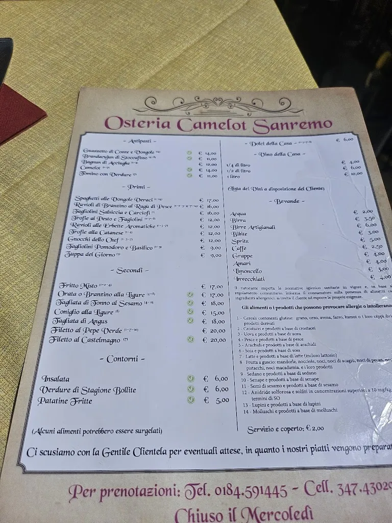 Menu_Osteria Camelot_San Remo_image_4