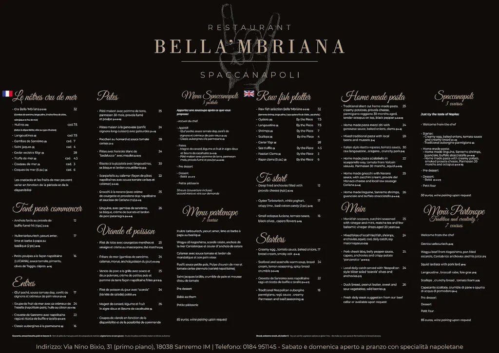 Menu_Bella 'Mbriana_San Remo_immagine_1