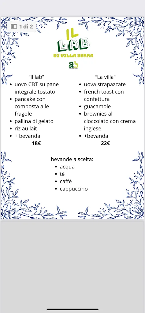 Menu_Il lab di villa serra_Serra Riccò_immagine_1