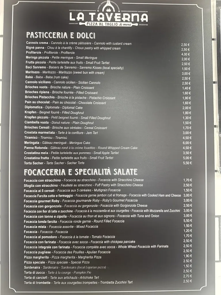 Menu_La Taverna bakery Ventimiglia_Ventimiglia_immagine_1
