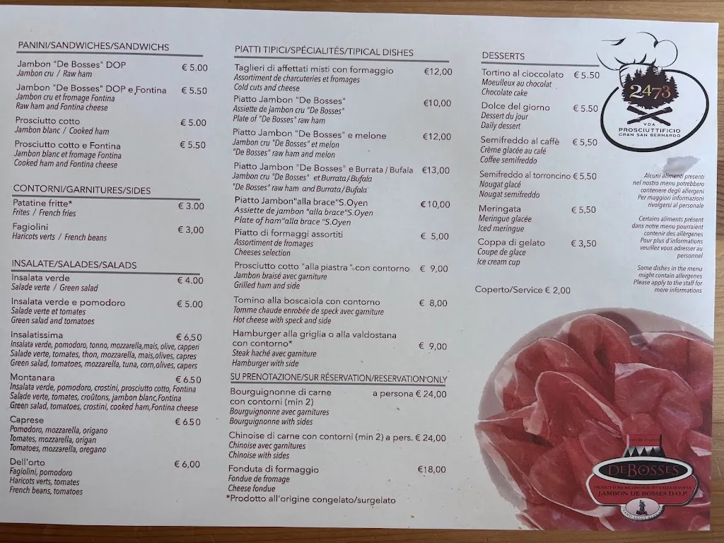 Menu_Prosciutteria Sous le pont de Bosses_Saint-Rhémy_immagine_1