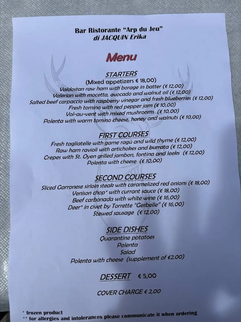 Menu_Bar Ristorante Arp du Jeu_Saint-Rhémy_immagine_1