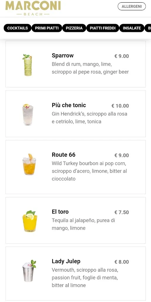 Menu_Marconi Beach Arona_Angera_immagine_2