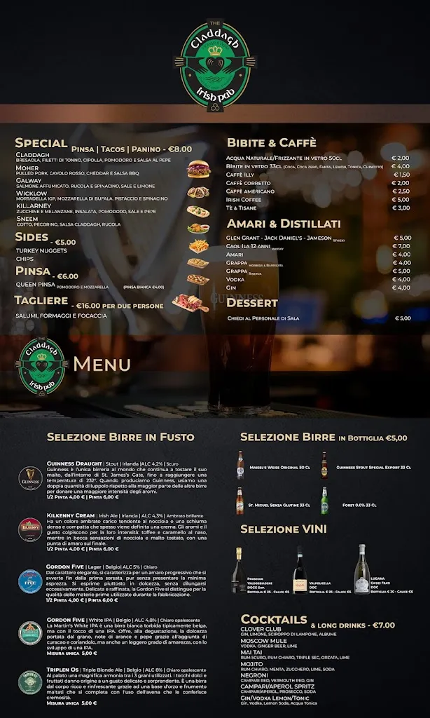 Menu_The Claddagh Pub_Arzago d'Adda_image_1