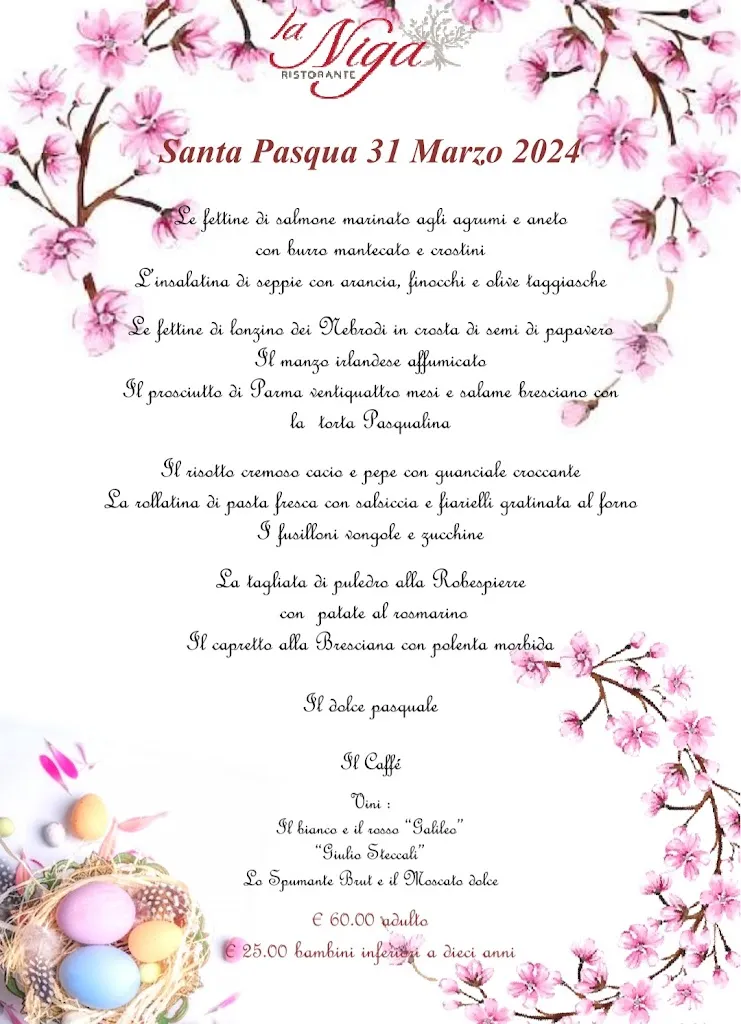 Menu_Ristorante La Niga - Matrimoni, cerimonie e banchetti_Azzano Mella_image_1