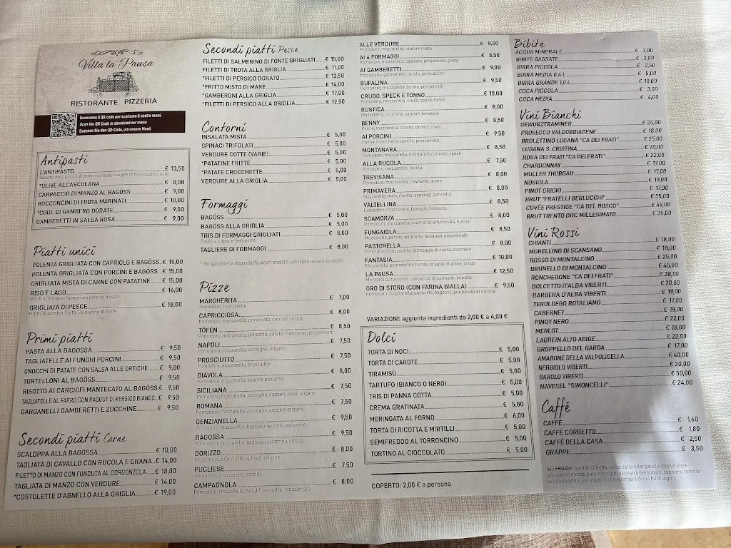 Menü_Ristorante Pizzeria Villa la pausa_Bagolino_Bild_2