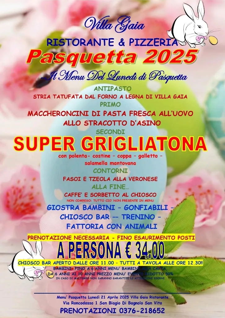 Menu_Pizzeria Ristorante Villa Gaia - Parco Divertimenti - Fattoria_Bagnolo San Vito_image_2