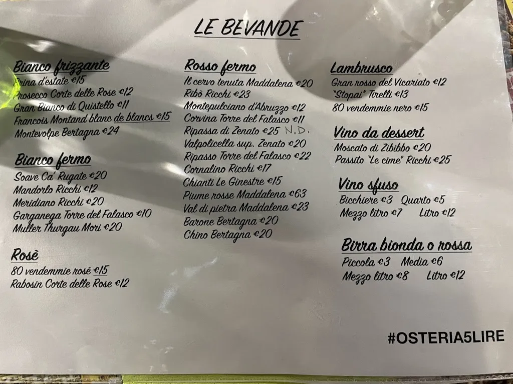 Menü_Osteria delle Cinque Lire_Bagnolo San Vito_Bild_1