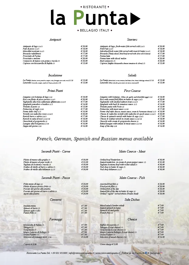 Menu_Ristorante La Punta_Bellagio_immagine_1