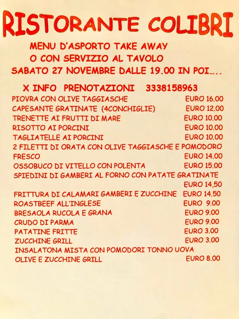 Menu_Ristorante Self Service Colibri' Bellusco_Bellusco_image_2