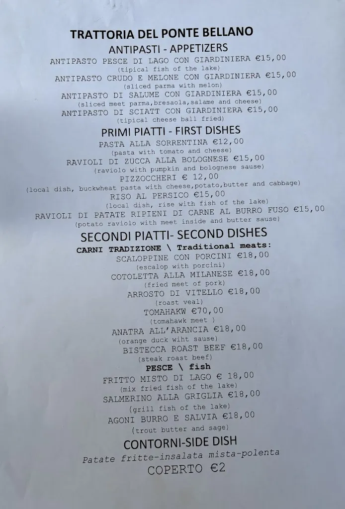 Menu_Trattoria Del Ponte - Bellano _Bellano_immagine_1