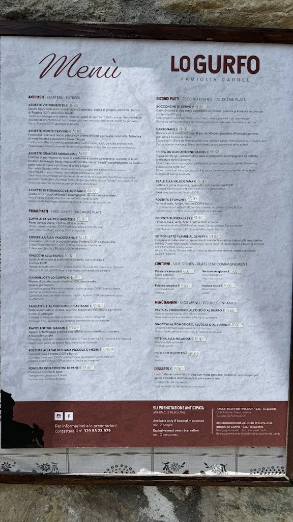 Menu_Antica trattoria Lo Gurfo_Valtournenche_immagine_1