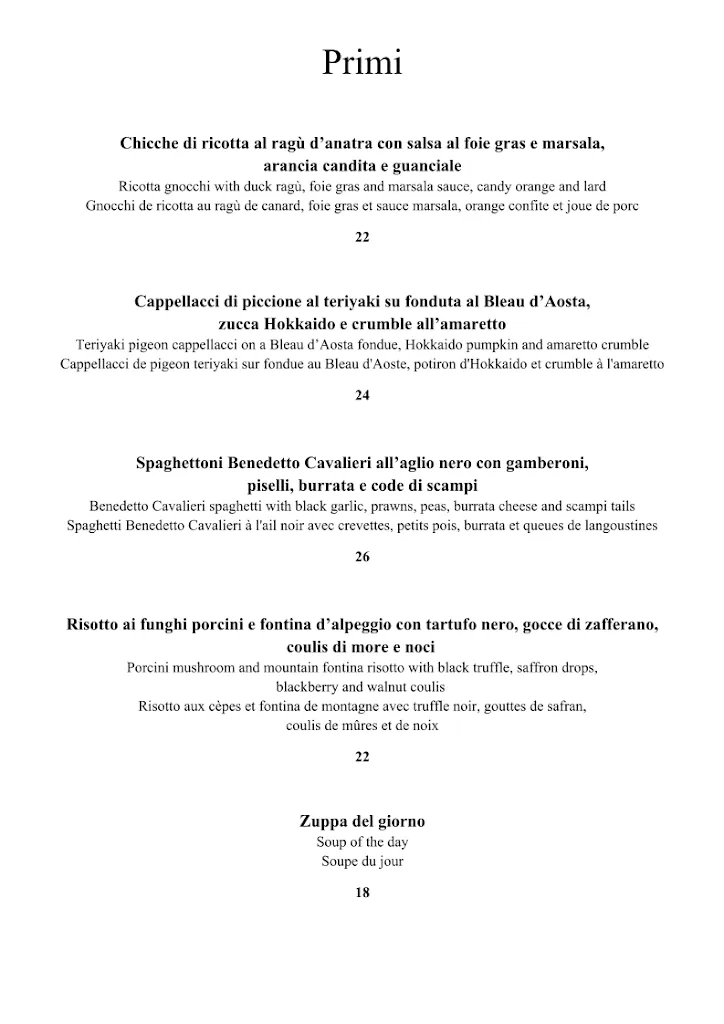 Menu_The Luge B & B_Valtournenche_image_1