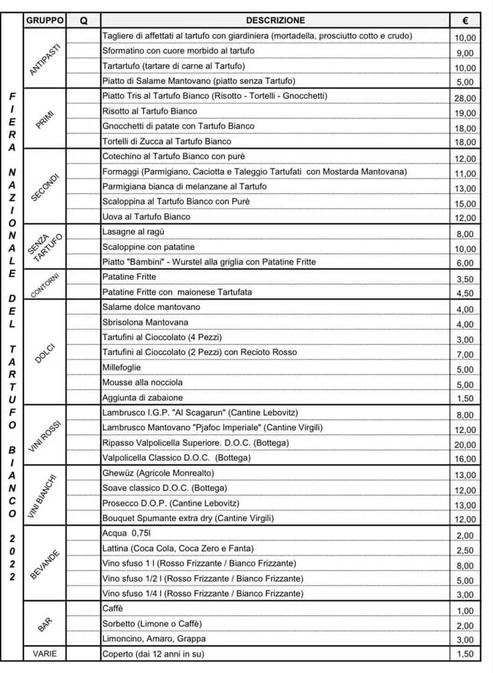 Menu_Fiera Nazionale del Tartufo Bianco di Borgofranco sul Po_Borgofranco sul Po_image_1