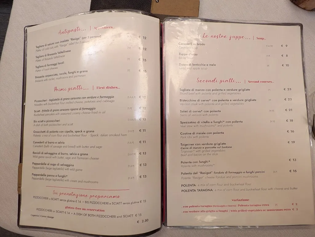 Menu_Ristorante tipico valtellinese La Rasiga Bormio_Bormio_immagine_2