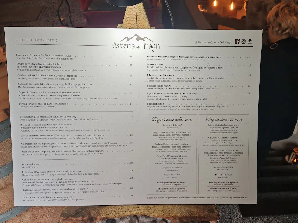 Menu_Osteria De I Magri | Ristorante Alpine Food and more_Bormio_image_1