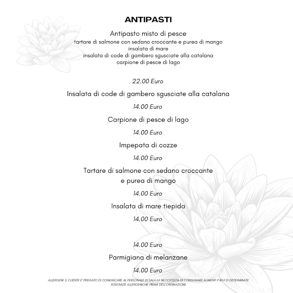 Menü_Ristorante Ninfea Cadrezzate_Cadrezzate_Bild_1