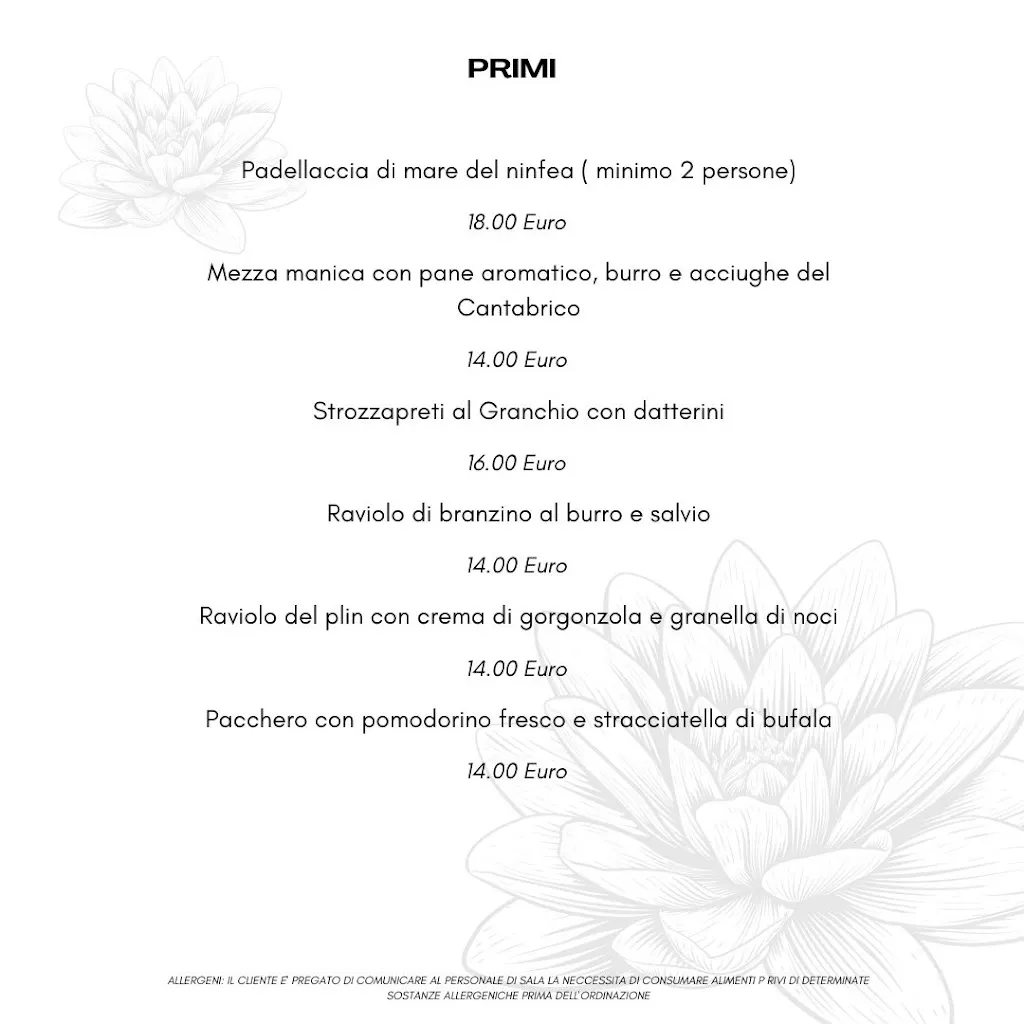Menü_Ristorante Ninfea Cadrezzate_Cadrezzate_Bild_3