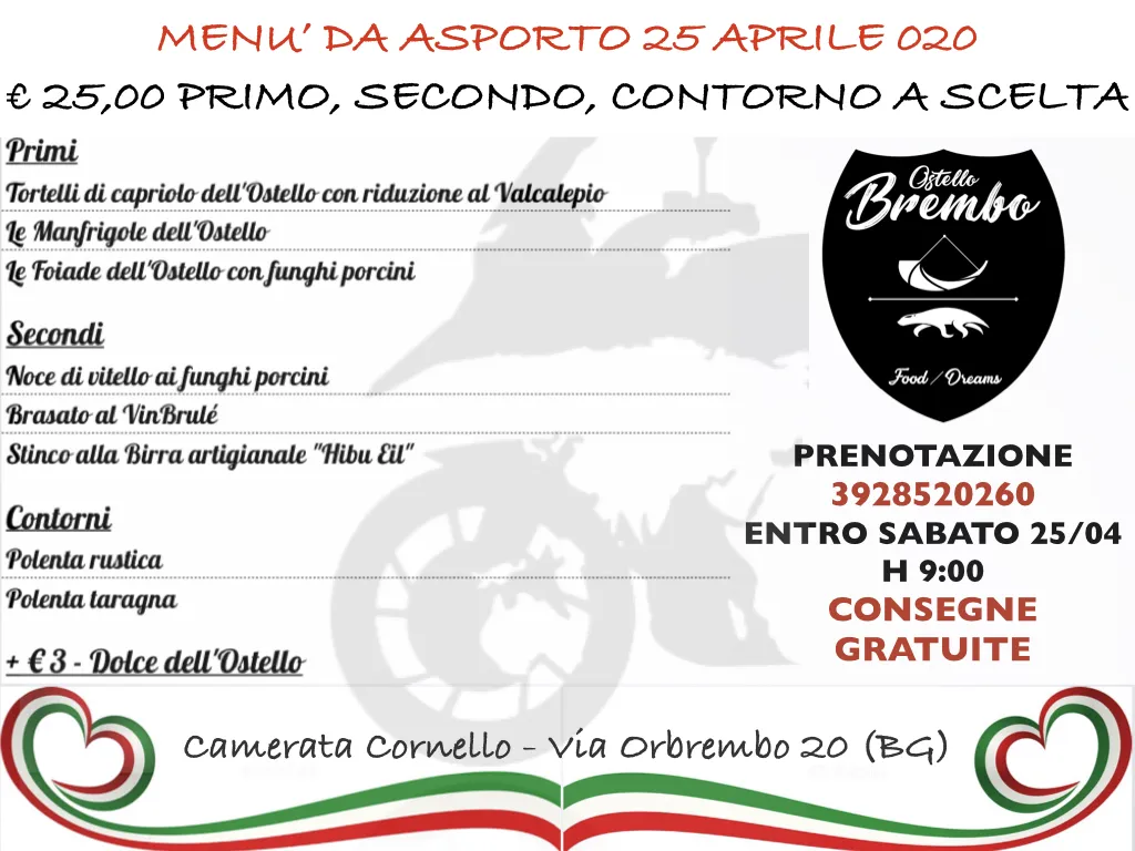 Menü_Ostello Brembo - Ristorante_Camerata Cornello_Bild_3