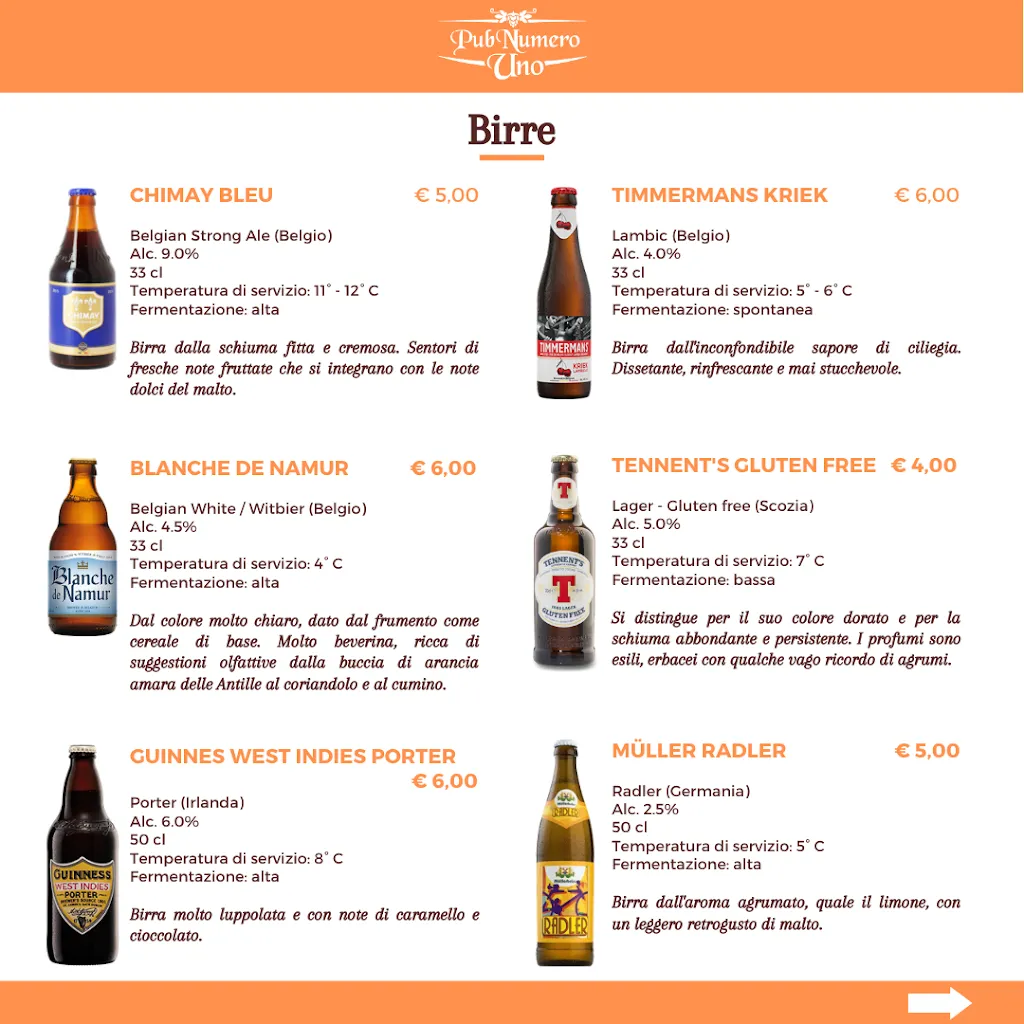 Menu_Pub Number One_Calvisano_image_1