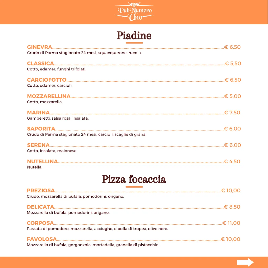 Menu_Pub Number One_Calvisano_image_2