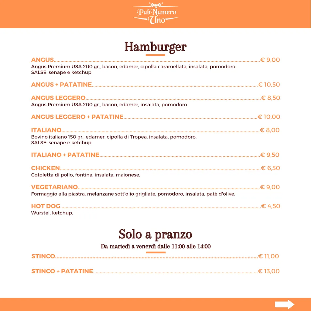 Menu_Pub Number One_Calvisano_image_3
