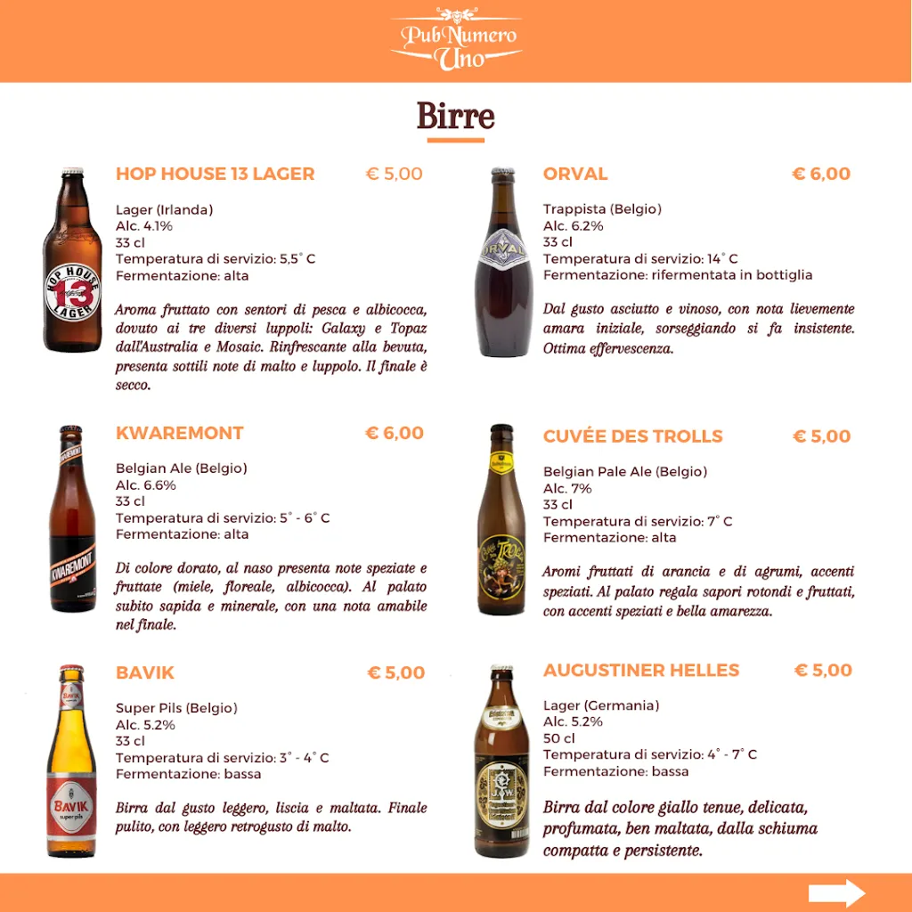 Menu_Pub Number One_Calvisano_image_4