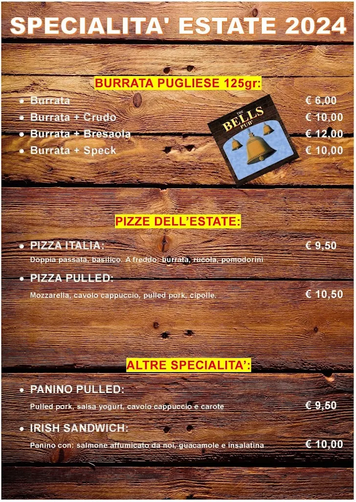 Menu_The Bells Pub® - Casazza_Casazza_image_1