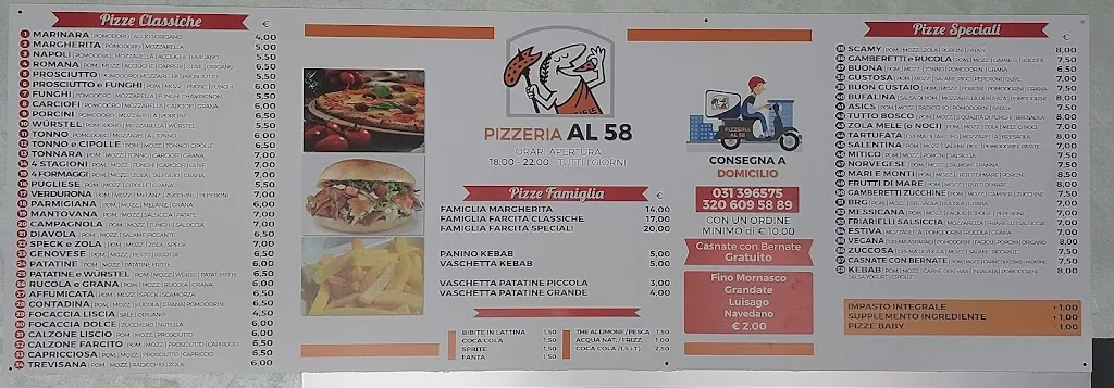 Menu_Pizzeria al 58_Casnate Con Bernate_image_1