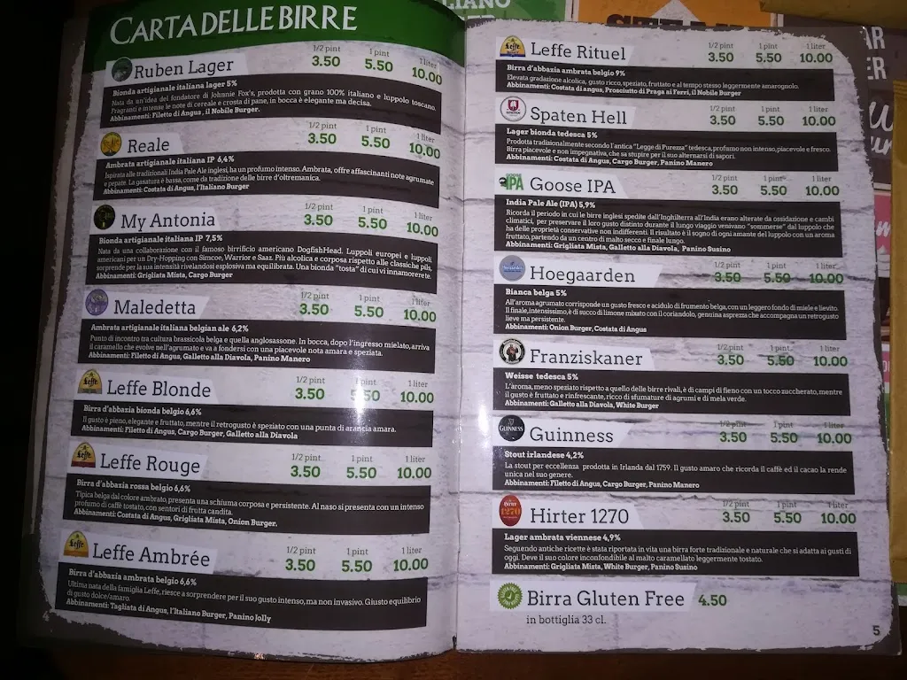 Menu_Johnnie Fox's_Casorate Sempione_image_1