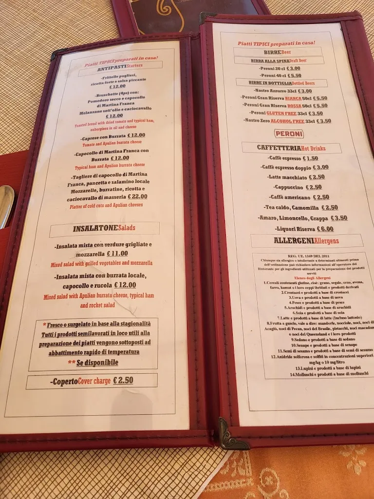 Menu_Ristorante Trattoria 