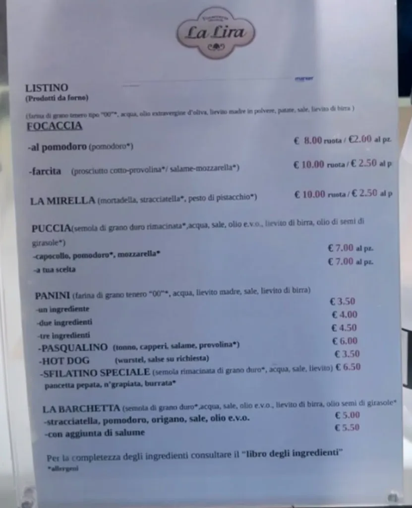 Menu_La Lira Focacceria_Alberobello_image_4