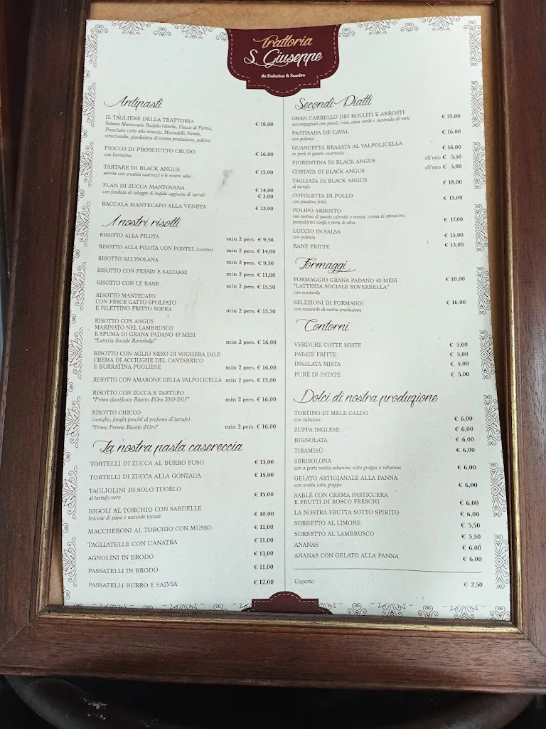 Menu_Trattoria San Giuseppe Antico Laboratorio del Risotto_Castel d'Ario_image_1