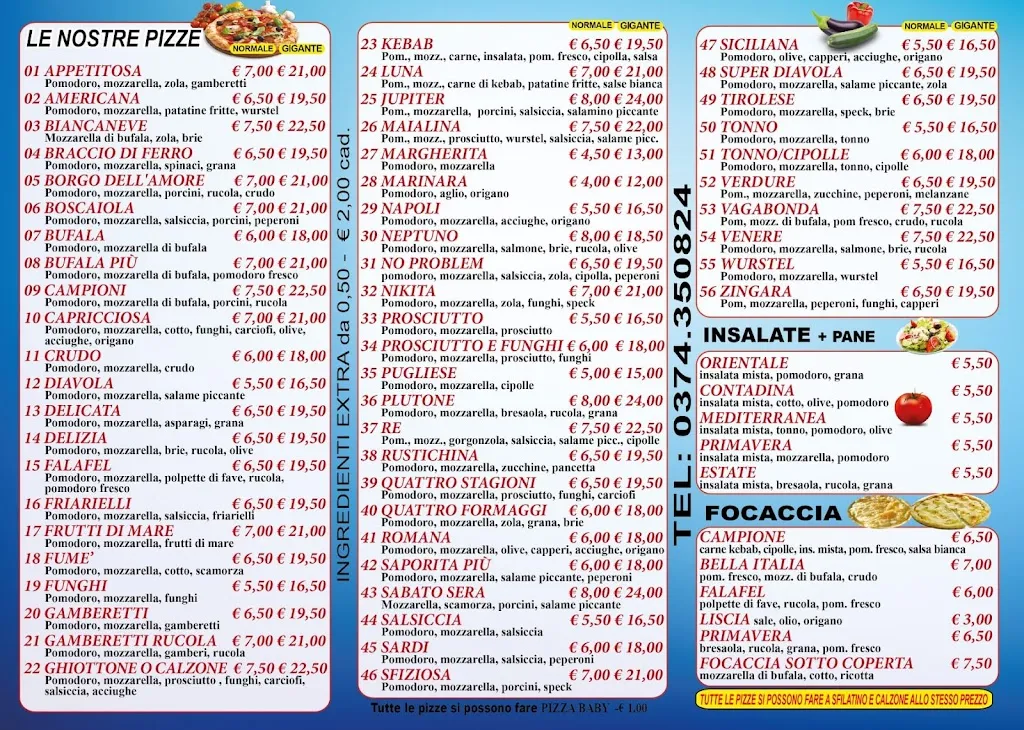 Menu_Pizzeria Number One Castelleone_Castelleone_image_1