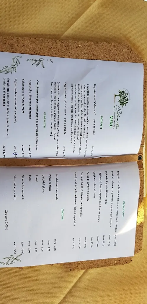 Menu_Ristorante Agriturismo Calamate_Alezio_image_1