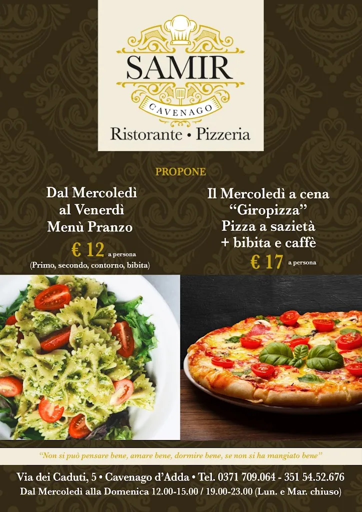 Menu_Pizzeria Ristorante “Samir”_Cavenago d'Adda_image_1