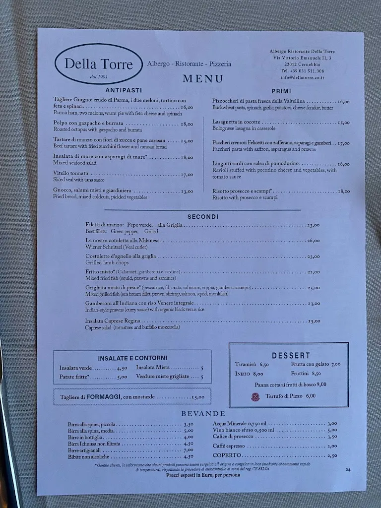 Menu_Albergo Ristorante Della Torre_Cernobbio_image_4