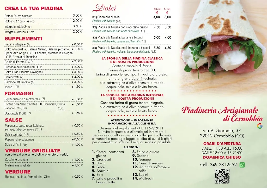 Menu_Piadineria artigianale di Cernobbio_Cernobbio_immagine_1