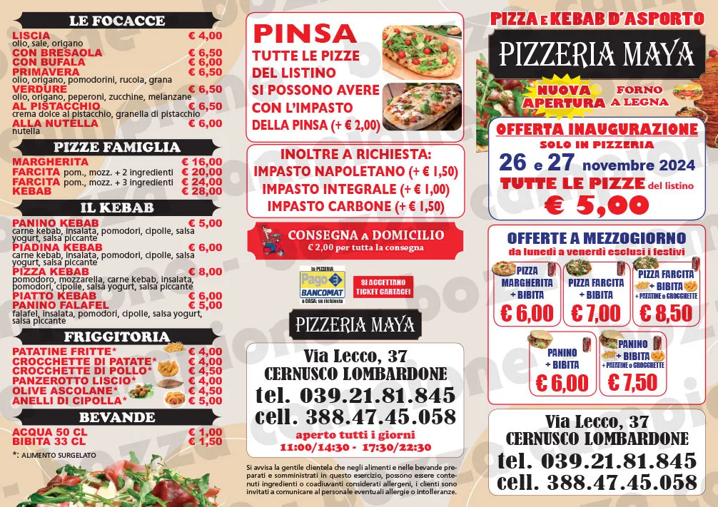 Menu_Pizzeria Maya_Cernusco Lombardone_image_1