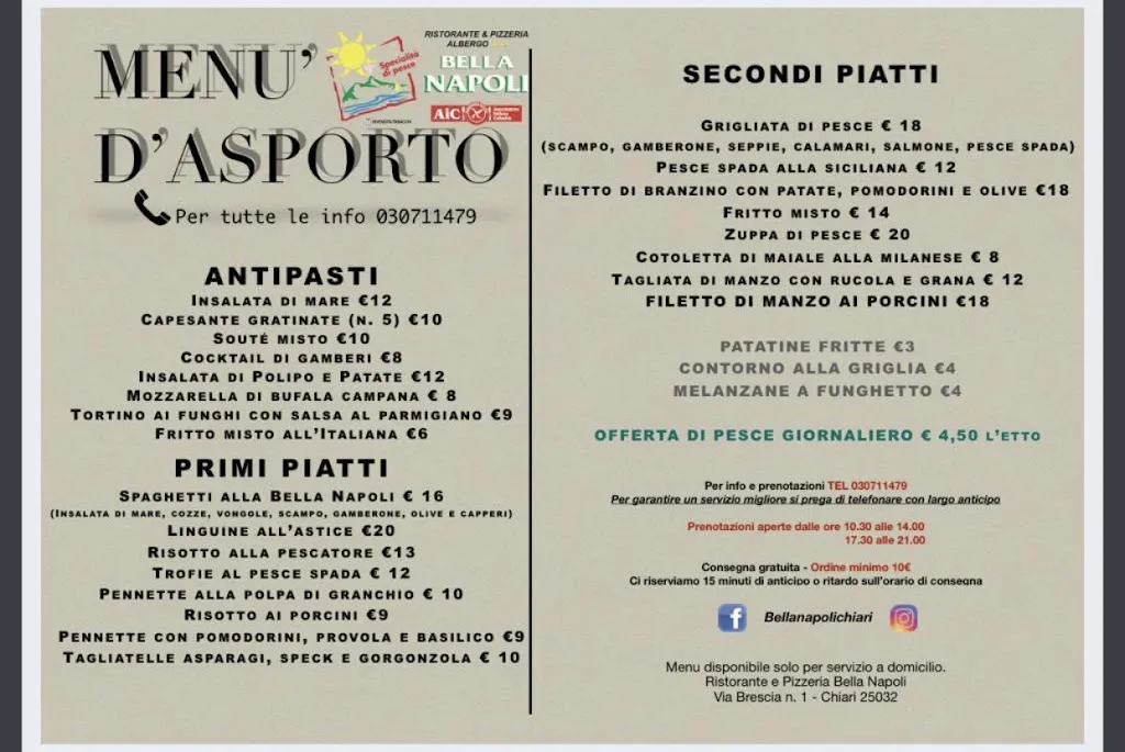 Menu_Ristorante Pizzeria Bella Napoli E Albergo_Chiari_image_2