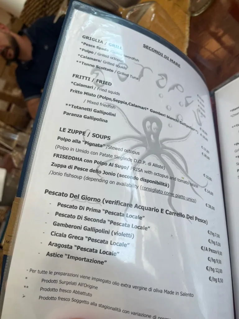 Menu_Trattoria OCTOPUS ....dal 2003, il sapore del mare!!!_Alliste_immagine_3