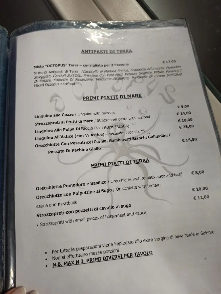 Menu_Trattoria OCTOPUS ....dal 2003, il sapore del mare!!!_Alliste_immagine_4